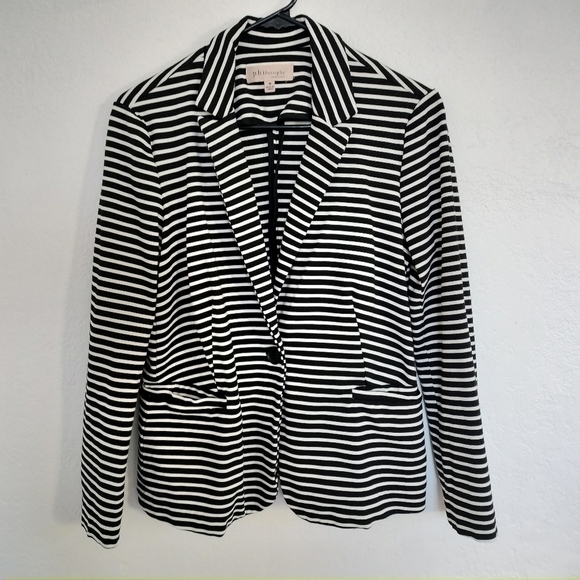 Philosophy Women's Black and white Striped Blazer Jacket Size M - Picture 2 of 8
